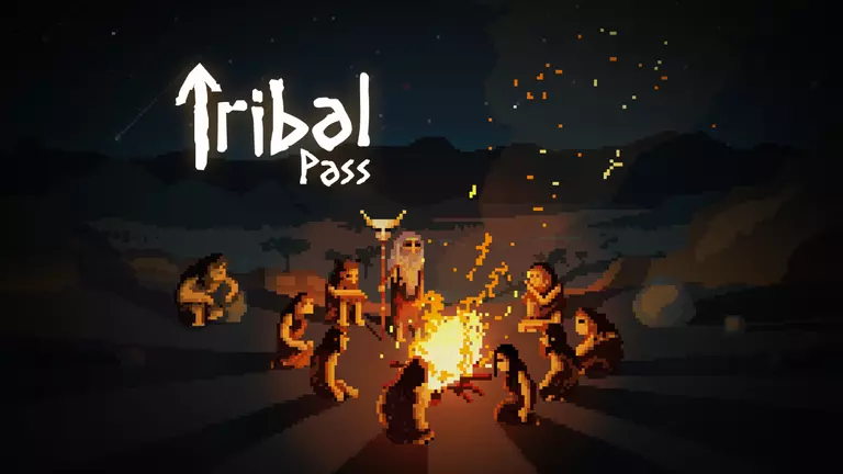 Tribal Pass game art showing characters sitting around a fire.
