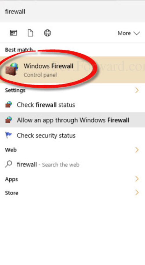 firewall search result