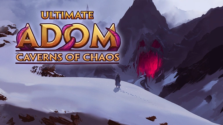 Ultimate ADOM: Caverns of Chaos cover art with ominous cave