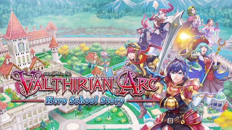 Valthirian Arc: Hero School Story game art showing characters with a castle in the background.
