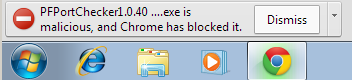 Chrome says PF Port Checker is bad