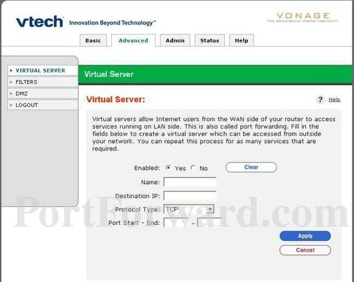 Vtech ip8100 port forward