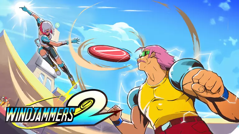 Windjammers 2 characters throwing a disc.