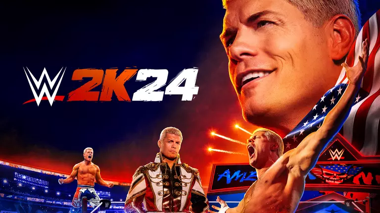 WWE 2K24 game cover artwork featuring Cody Rhodes