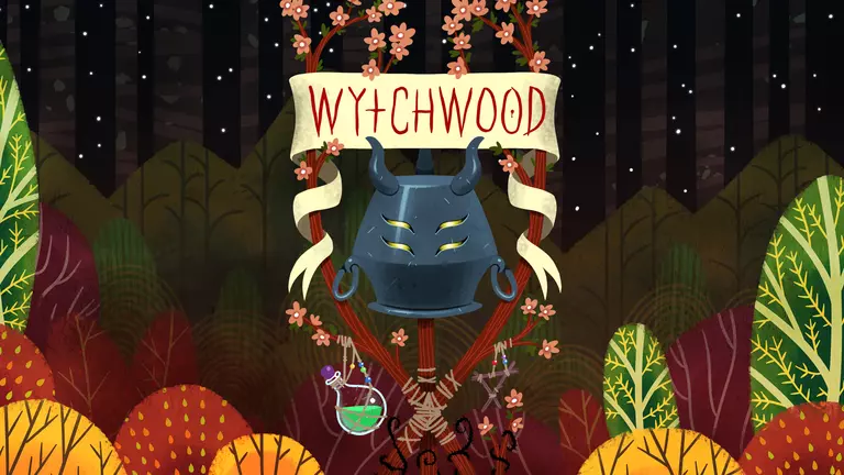 Wytchwood game cover art with forest and helmet.