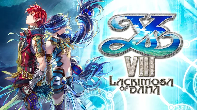 Ys VIII: Lacrimosa of Dana game artwork featuring main characters Adol and Dana