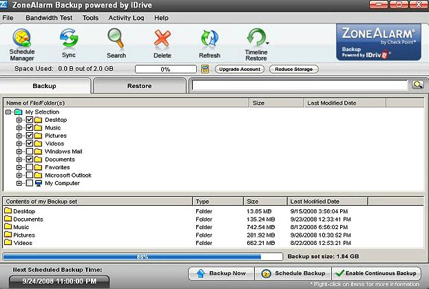 Image of online backup