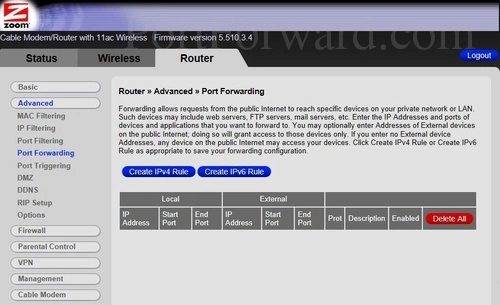 Zoom 5363 Port Forwarding