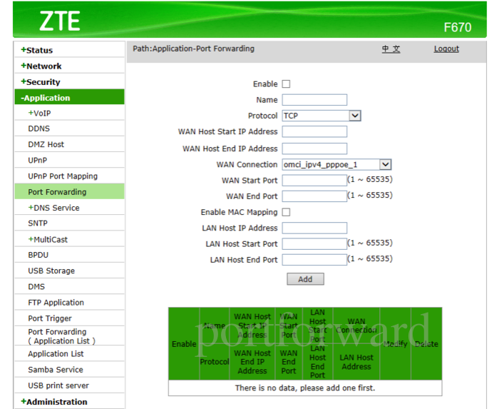 Simple Instructions To Help Setup A Port Forward On The Zte F670 Router