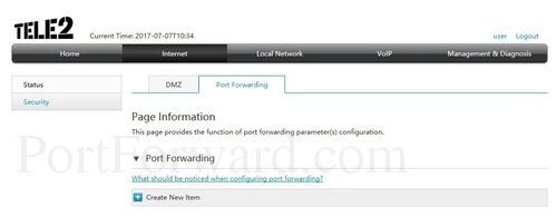 ZTE H369A Port Forwarding