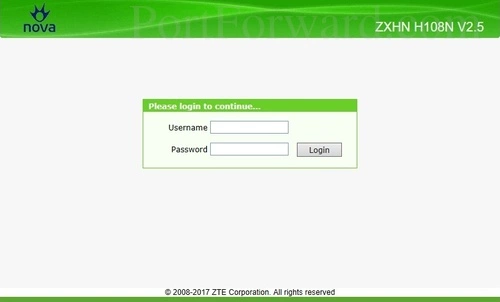 ZTE ZXHN H108N Login