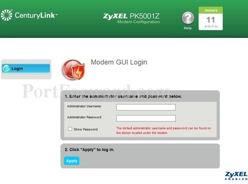 Forwarding Ports In A Zyxel Pk5001z Router Zyxel Pk5001z Centurylink