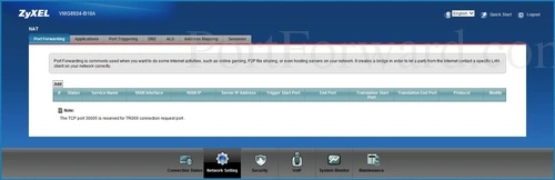 ZyXEL VMG8924-B10A Port Forwarding